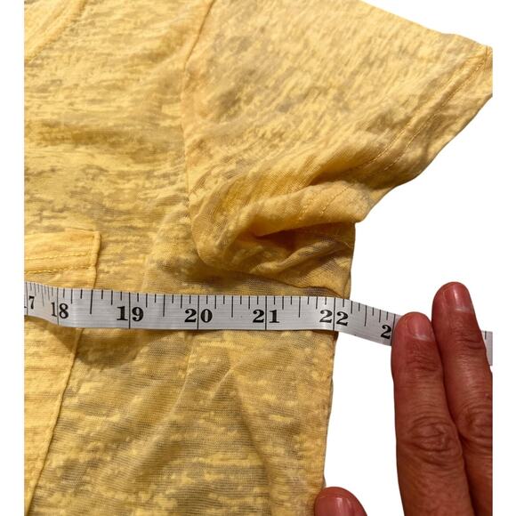 Gestuz Semi-Sheer Cotton Slub T-Shirt Yellow Relaxed Casual Textured Burnout, XL - Picture 5 of 9